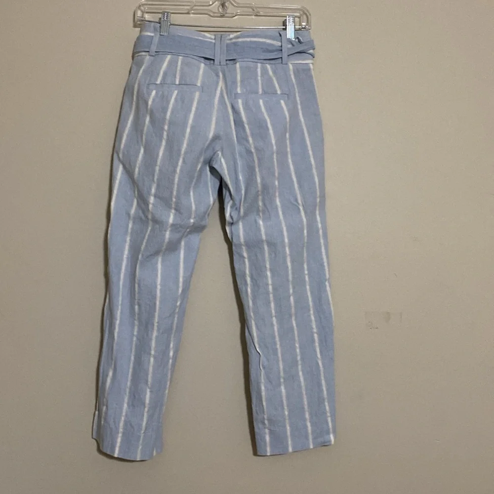 Banana Republic Logan crop Blue White linen Striped pants women 0 vacation beach